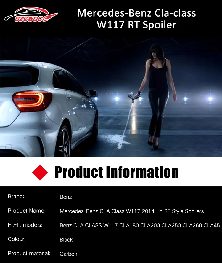 Для Mercedes-Benz CLA W117 CLA180 CLA200 CLA250 CLA260 CLA45 углеродное волокно спойлер на задний багажник, крыло RT Стиль-in