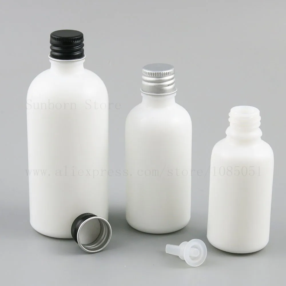 

Empty Perfume bottle Glass Aromatherapy Essential Oil Bottle Reusable Refillable White Bottles with black silver cap 500pcs