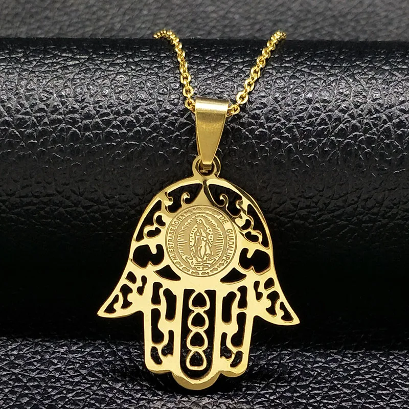 Мужские ожерелья из нержавеющей стали Hamsa Золотистое Ожерелье воротник с