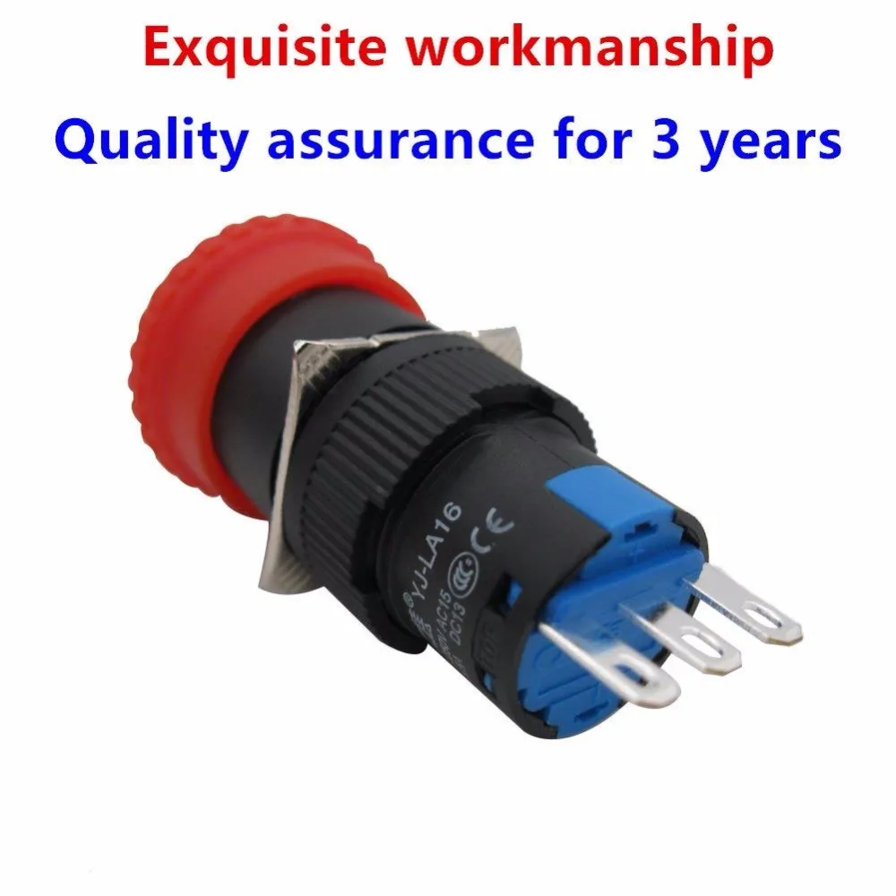 TWTADE/AC110V 250V DC12V 0 1 5A SPDT 1NO 1NC 3Pin 16 мм самоблокирующийся гриб аварийный стоп кнопочный