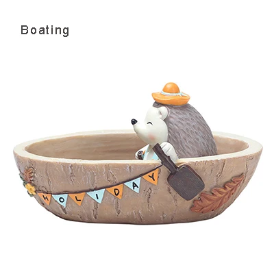 boating Креативный Ежик цветочный горшок для суккулентных растений полимерный материал милый Настольный горшечный домашний декор для спальни офисный цветочный горшок-60202 - Цвет: boating