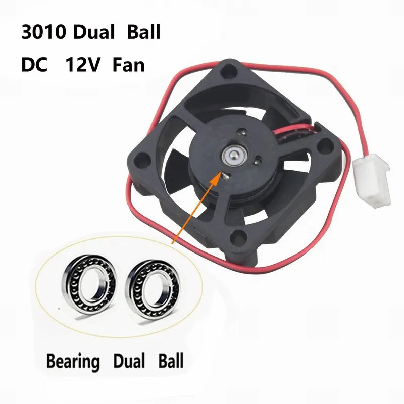 5 pcs Gdstime Two Balls Bearing Fan 30mm x 10mm 12V 2Pin 2.0 Mini DC Brushless Cooling Radiator Cooler 30x30X10mm 3cm |
