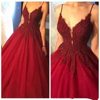 2021 spaghetti strips a line prom dresses lace top beaded pearls long special occasion party gowns sexy long vestidos de soiree