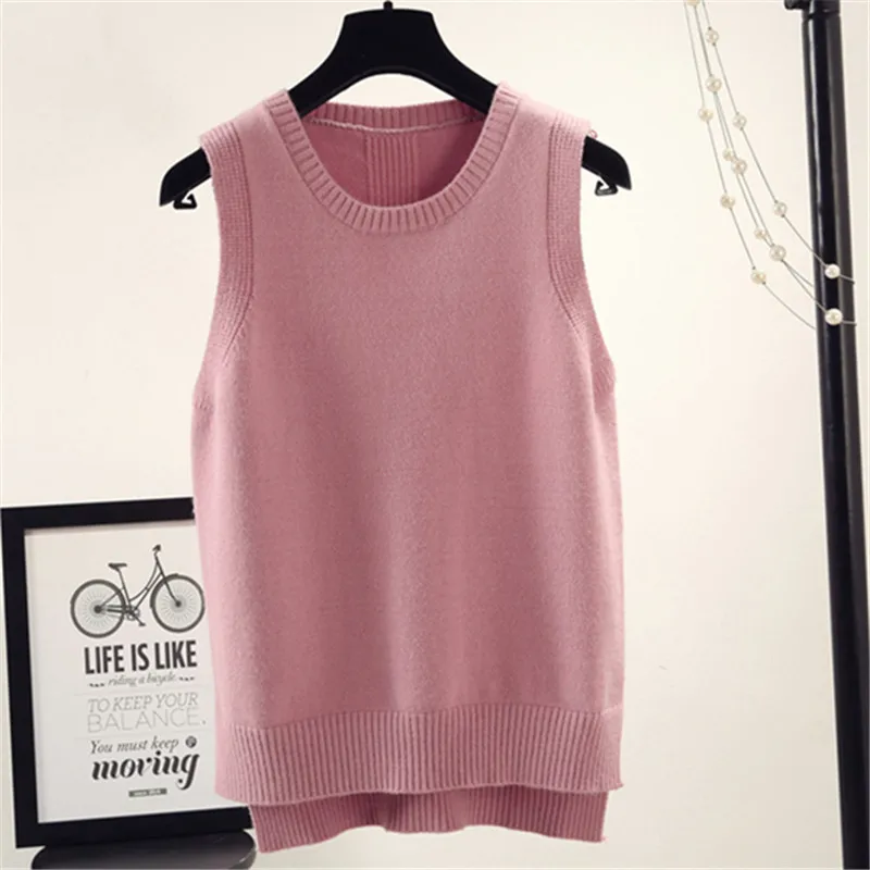 knitted vest New OL Loose Casual 2018 Spring Autumn Women Vest Wool Sweater Vests Poullovers Sleeveless V Neck Female a23 | Женская