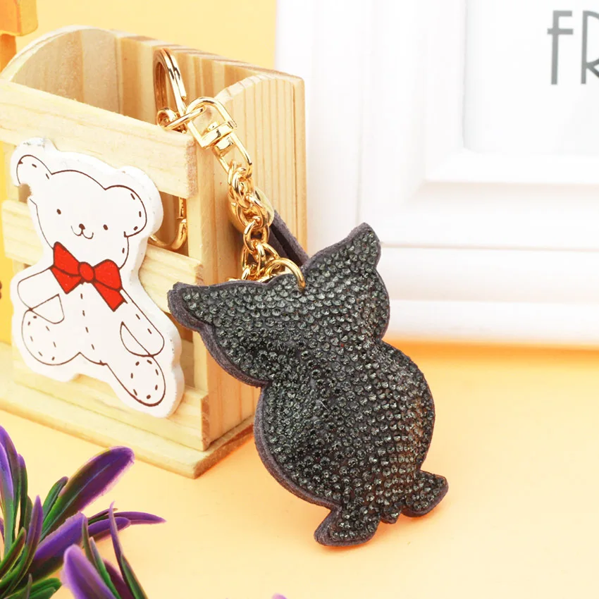 Милая сова Бабочка Кристалл Цепочки Кольца Для Ключей держатель для женщин