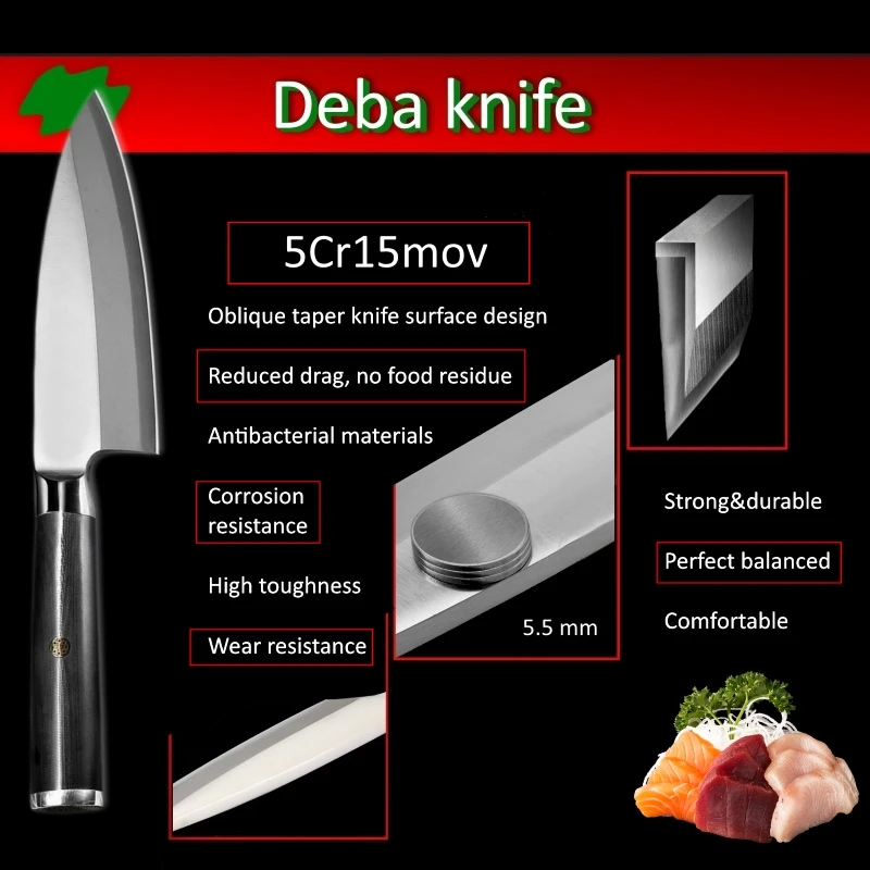 Кухонный нож профессиональные японские ножи Deba для резки рыбы кухонные из