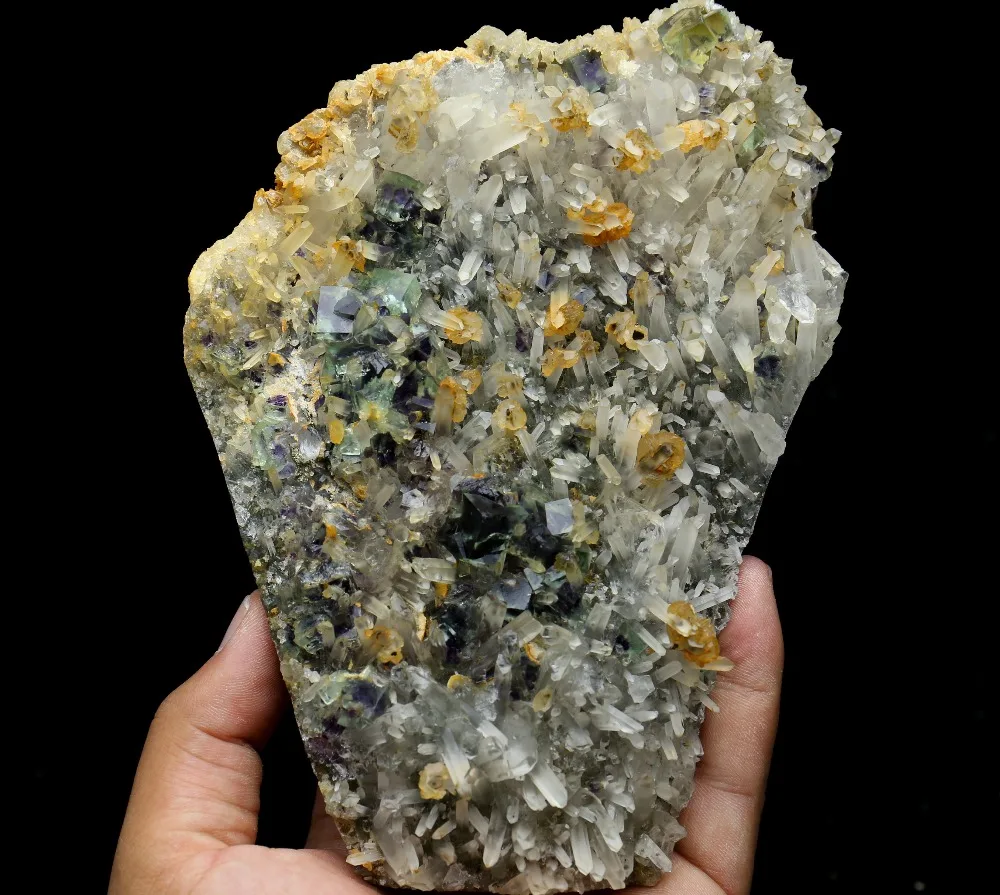 1196.8g Natural beautiful green fluorite+calcite crystal Mineral Specimen/China#0077 | Дом и сад
