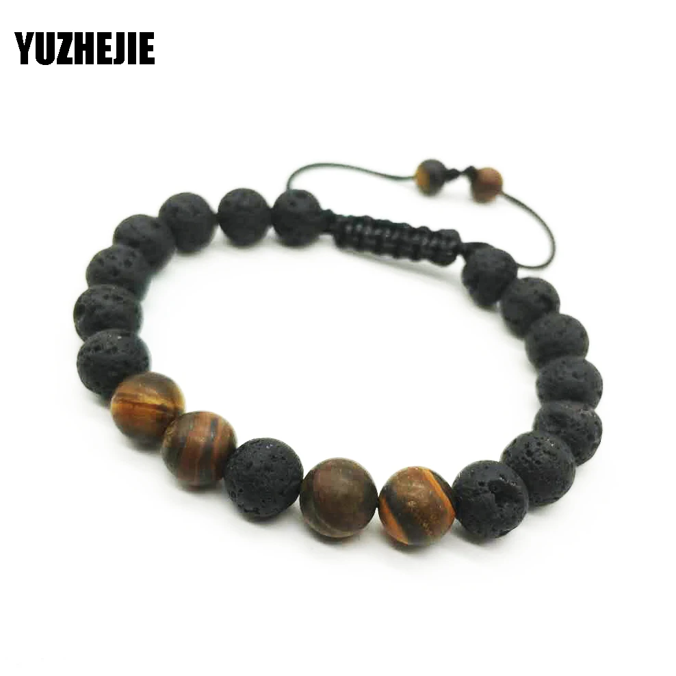YUZHEJIE 2018 Новое поступление мужские бисерные ювелирные изделия 8 мм лавовый камень