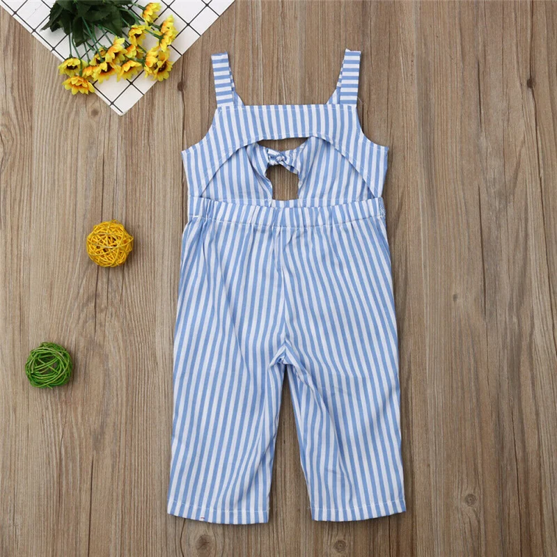 Модный комбинезон без рукавов в полоску с бантом для новорожденных девочек