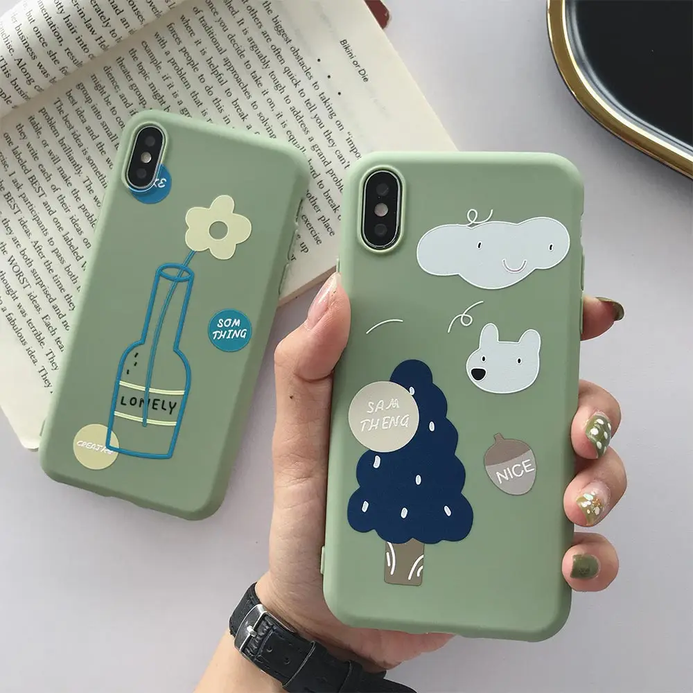 Мягкий матовый чехол из ТПУ для iPhone 7 Plus XR XS X Xs Max 8 чехлы с цветочным рисунком
