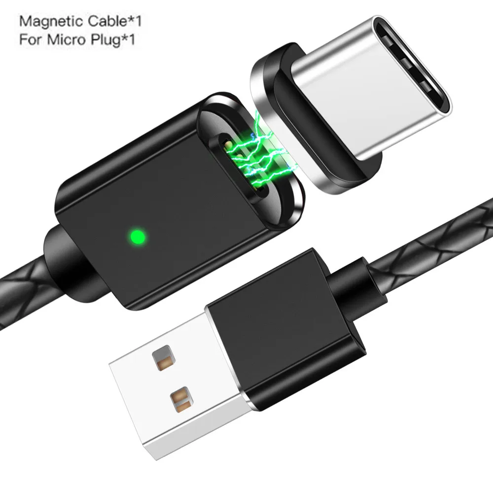 Black 1m For Type C Магнитный usb-кабель Олаф 3А для iPhone type C, магнитный кабель для зарядки и передачи данных, Кабель Microusb для samsung Android, кабели для мобильных телефонов - Цвет: Black 1m For Type C