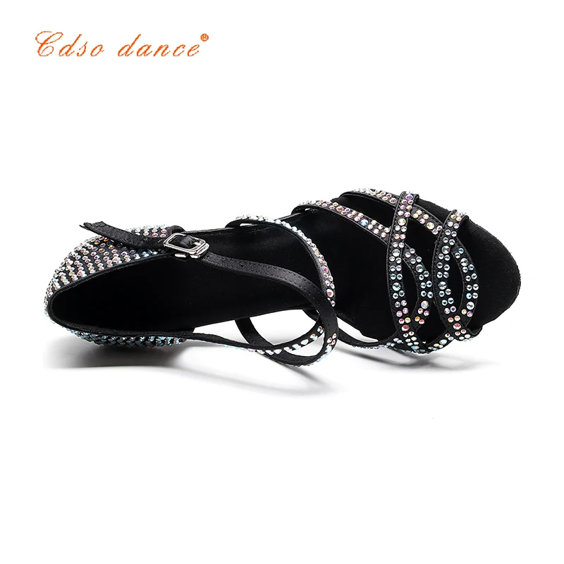 Cdsodance/женские черные атласные туфли для латинских танцев женская обувь сальсы со