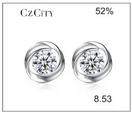 Czcity стерлингового серебра 925 Классический Романтика Алмаз Циркон Серьги для, женская обувь ежедневно носить Офисные женские туфли нежный Серьги-гвоздики