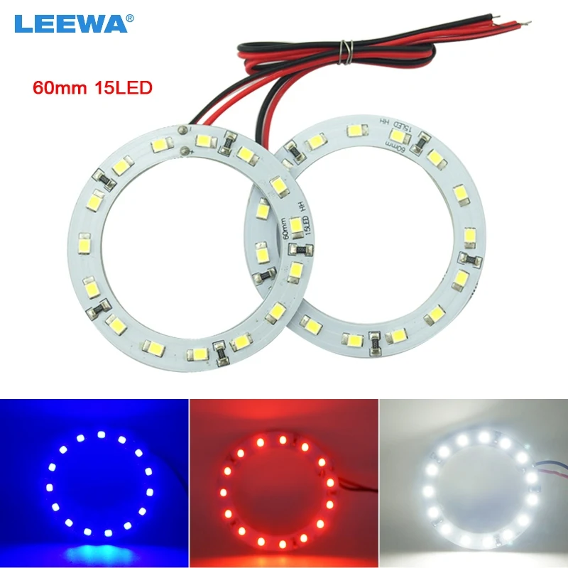 LEEWA 2 шт. 60 мм автомобильные ангельские глазки 1210/3528 15SMD светодиодные фары гало