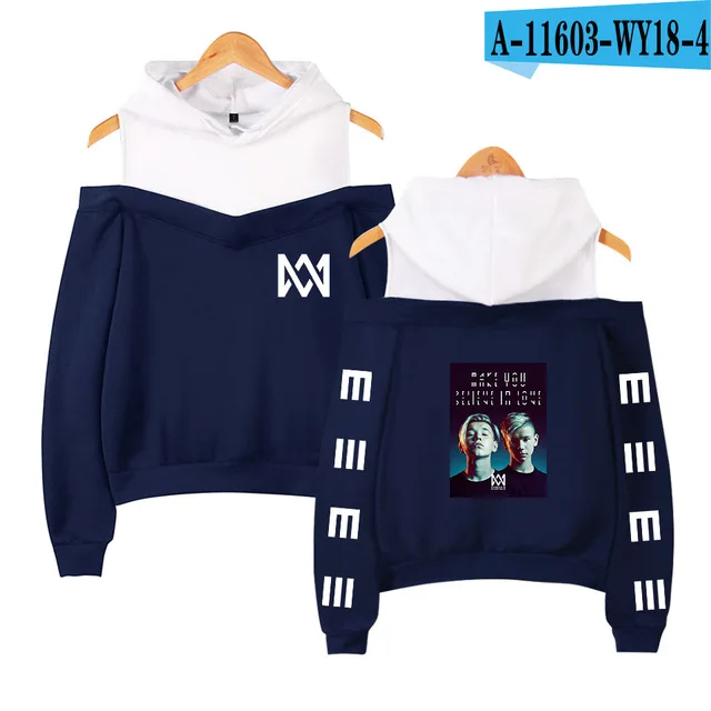 navy blue Marcus Martinus толстовки с открытыми плечами, свитшоты с солнечной системой, модные женские эксклюзивные Kpop сексуальные толстовки с капюшоном, толстовка в стиле хип-хоп, куртка - Цвет: navy blue