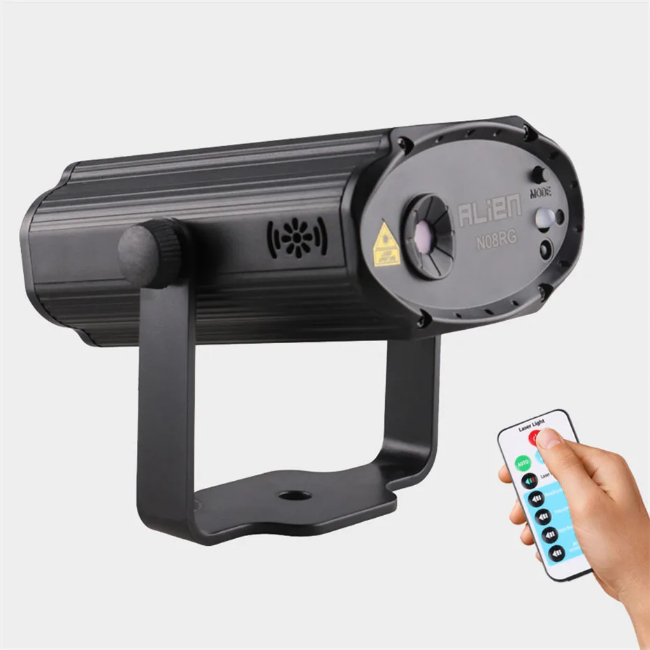 Лазерный мини Светильник проектор ALIEN RG с дистанционным управлением 8 узоров