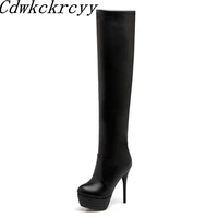 autumn and winter new style fashion fine heel simplicity temperament keep warm women boots black sexy over knee boots size 34 46