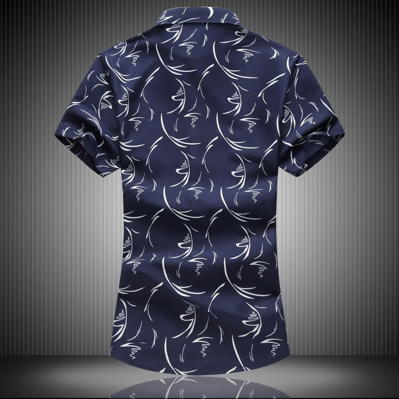 

New 2017 summer fashion geometry striped printed casual short sleeve shirt men szie m-7xl 3-colors camisa masculina CS19-1