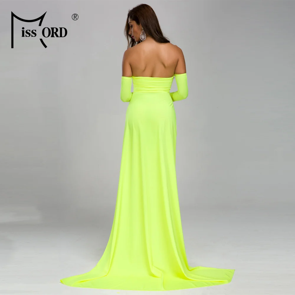Missord 2019 Для женщин сексуальная с shouldertwo высокое Разделение платья женский Макси