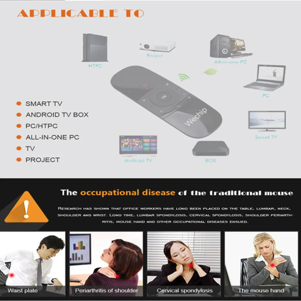 W1 Wechip Air Remote Keyboard mouse 2,4 ГГц Беспроводная мышь ручной тачпад контроллер для ТВ-бокса Мини ПК PK I8 H18 H20
