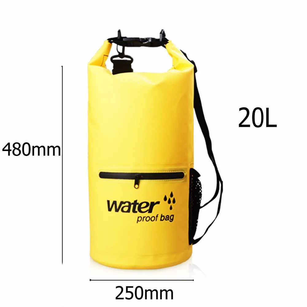 Водонепроницаемый сухой мешок с внешний карман на молнии плечевой ремень 20L
