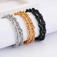 56 5mm width 3 color titanium stainless steel link chain bracelet for men women