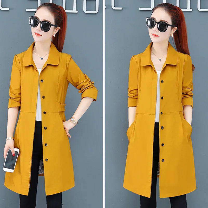 

Fashion Windbreaker Coats Long section 2019 New Spring Autumn Coat Women Trench Coats Korean Loose Casual Ladies Outerwear A529