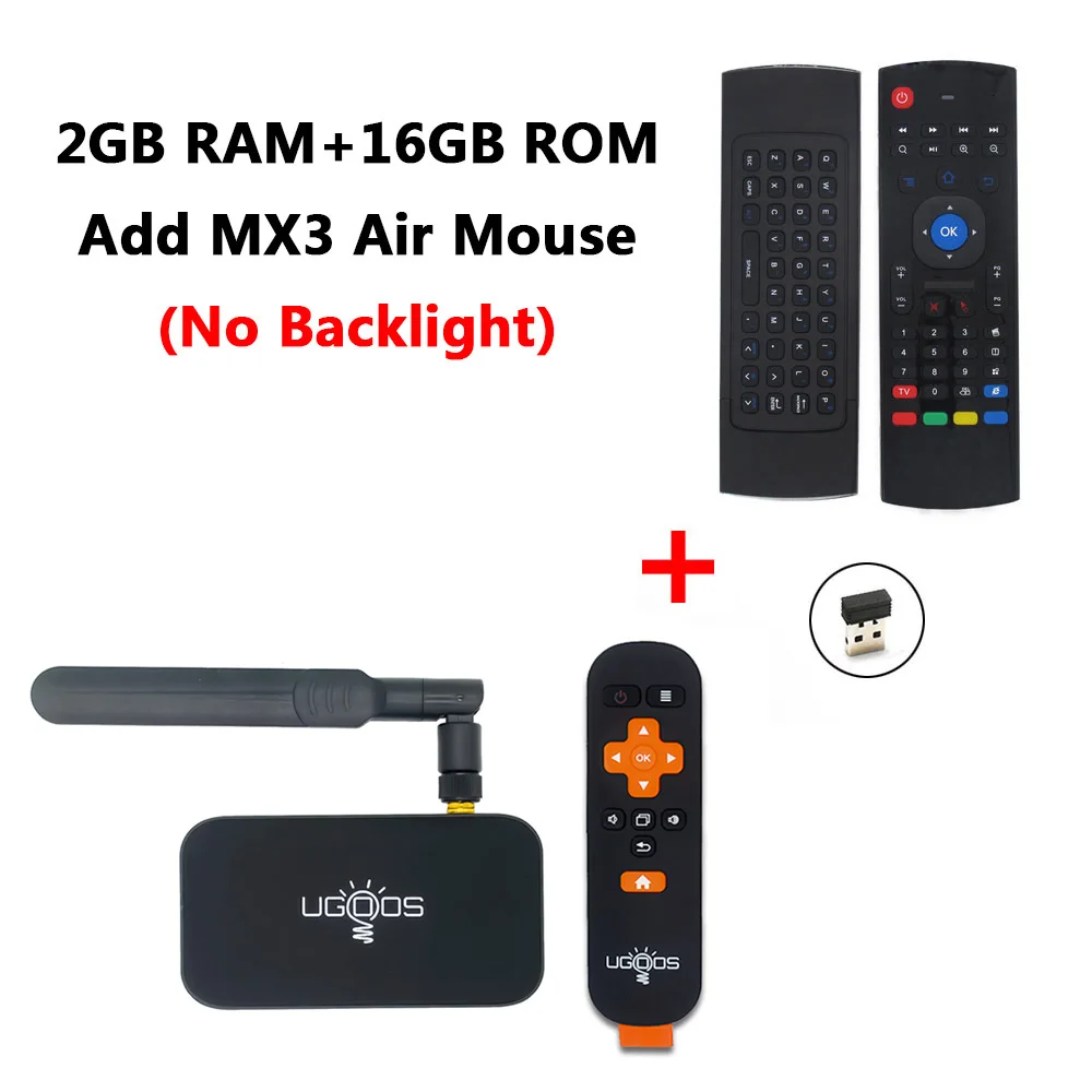 UM4 add MX3 UGOOS UM4 Android 7,1 ТВ-приставка 2 Гб DDR4 16 Гб ПЗУ RK3328 Четырехъядерный 4K HD Смарт-медиаплеер 2,4G и 5G WiFi Bluetooth 4,0 ТВ-приставка - Цвет: UM4 add MX3