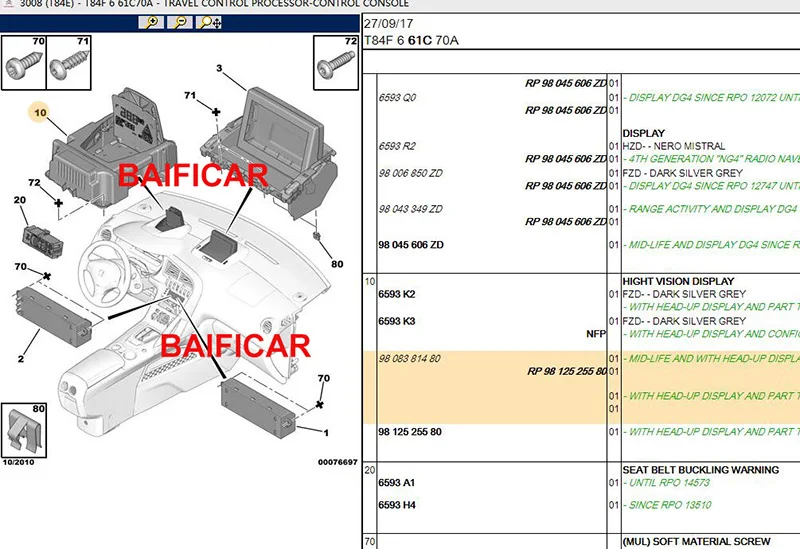 Baificar абсолютно подлинный Hud Head Up информация дисплей монитор 9808381480 для peugeot 308 3008 508 5008 Citroen DS5