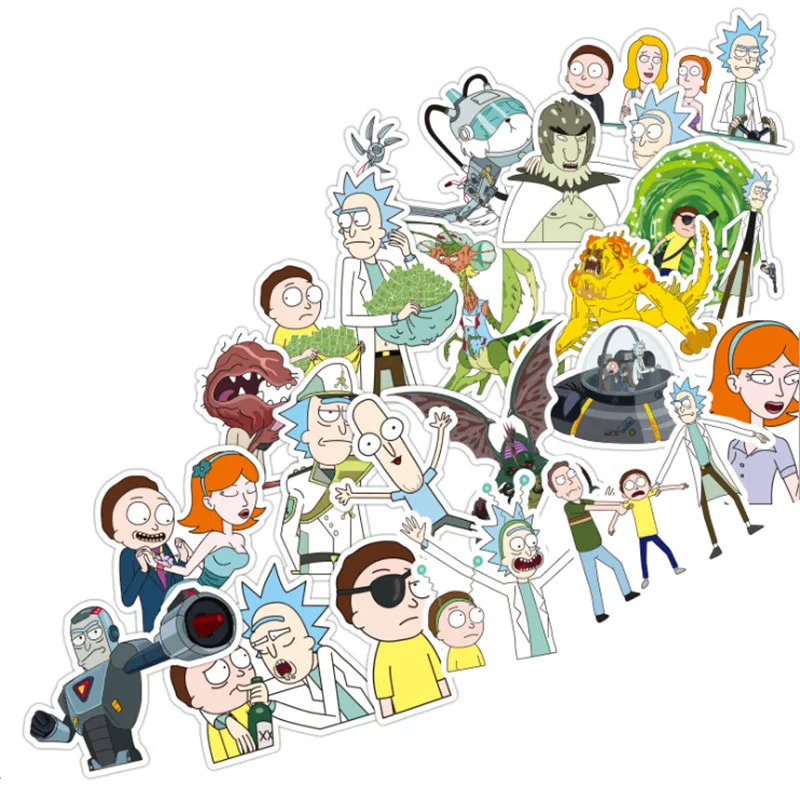 Наклейка s Rick and Morty 45 шт./компл. ПВХ Фильм аниме наклейка скутер компьютер