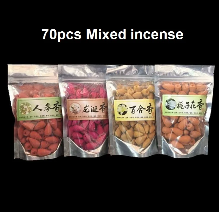 70pcs mixed Керамический обратный поток благовоний горелка буддийский кадило для ароматерапии благовония катушки палочка держатель+ 20 шт. благовония конусы домашнего офиса Декор - Цвет: 70pcs mixed