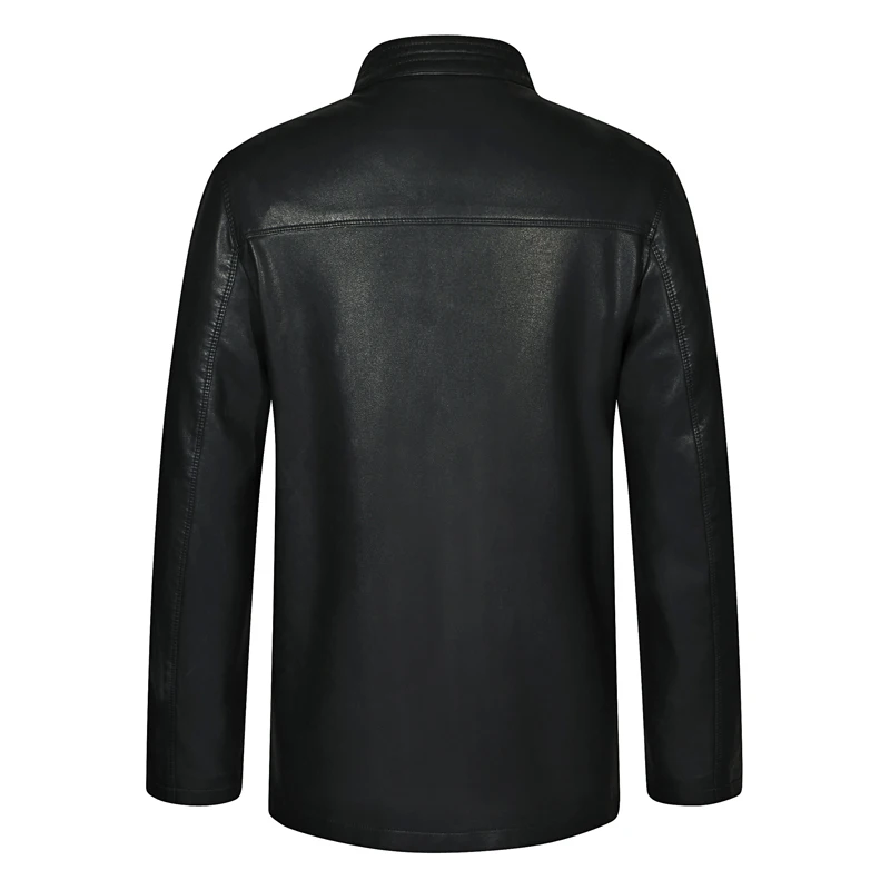 Мужской черный костюм в этническом стиле Тан с воротником стойкой кожаные куртки