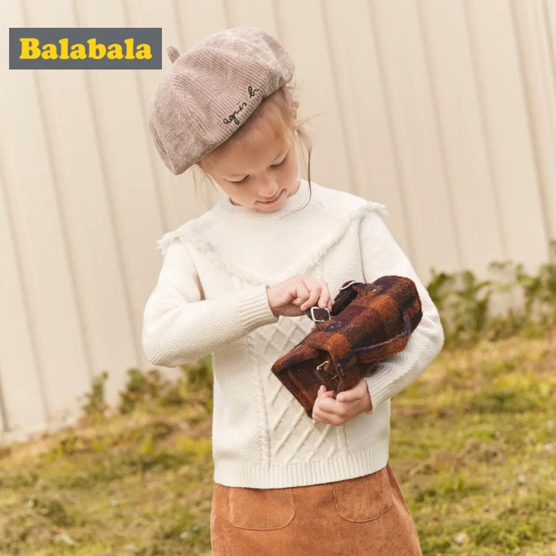 Balabala/свитер с оборками для маленьких девочек Детский пуловер бахромой Свитер