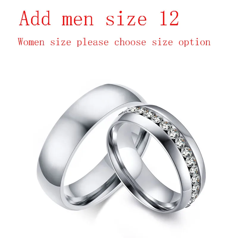 Add men size 12 Vnox 2 шт./лот Обручальные кольца для Для женщин Для мужчин изделия любовника 6 мм Нержавеющая сталь Обручальные кольца кольцо - Цвет основного камня: Add men size 12