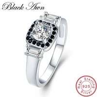 black awn 3 2g 925 sterling silver fine jewelry wedding rings for women blackwhite stone engagement ring c414