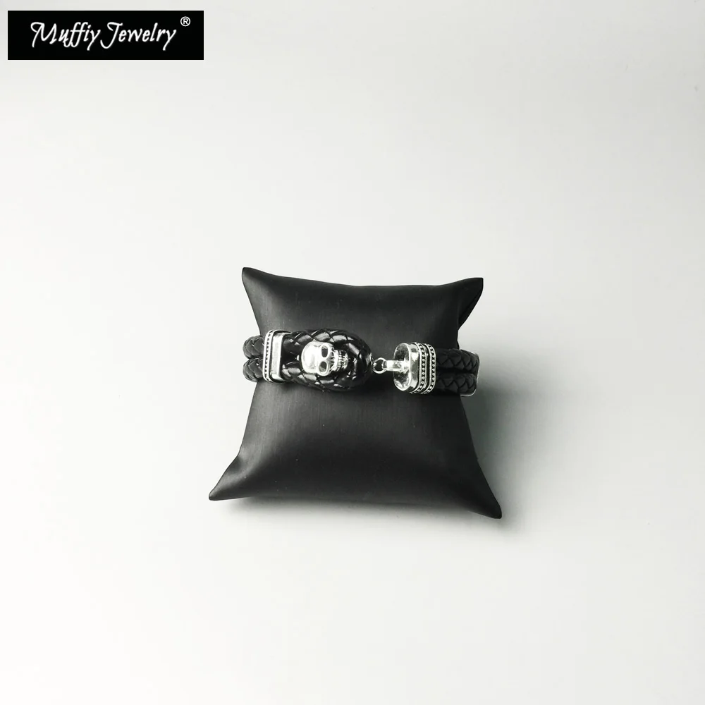 Кожаный браслет с черепом хорошие ювелирные изделия в европейском стиле для