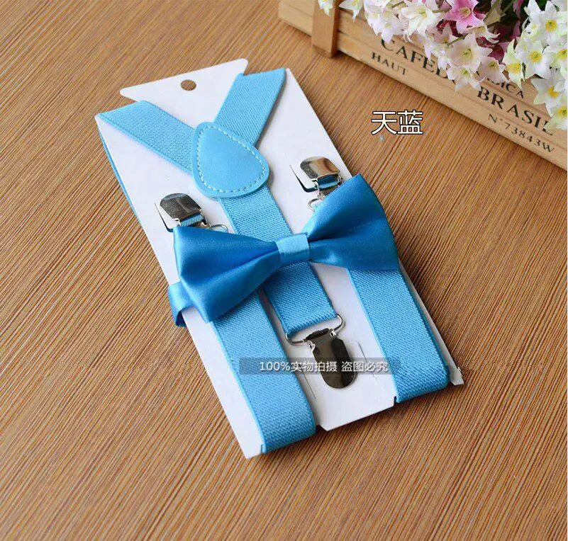 Kids Elastic Suspenders& Bow Tie RetailChildren Matching Tuxedo Suit Boys Girls Costume Adjustable Y-Back Brace Belt for 1-10T - Цвет: 3