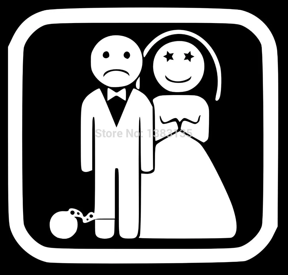 Wholesale 20 pcs/lot Ball And Chain Marriage Funny Car Sticker For Truck Window Door Laptop Kayak Vinyl Decal 8 Colors|stickers and decals for