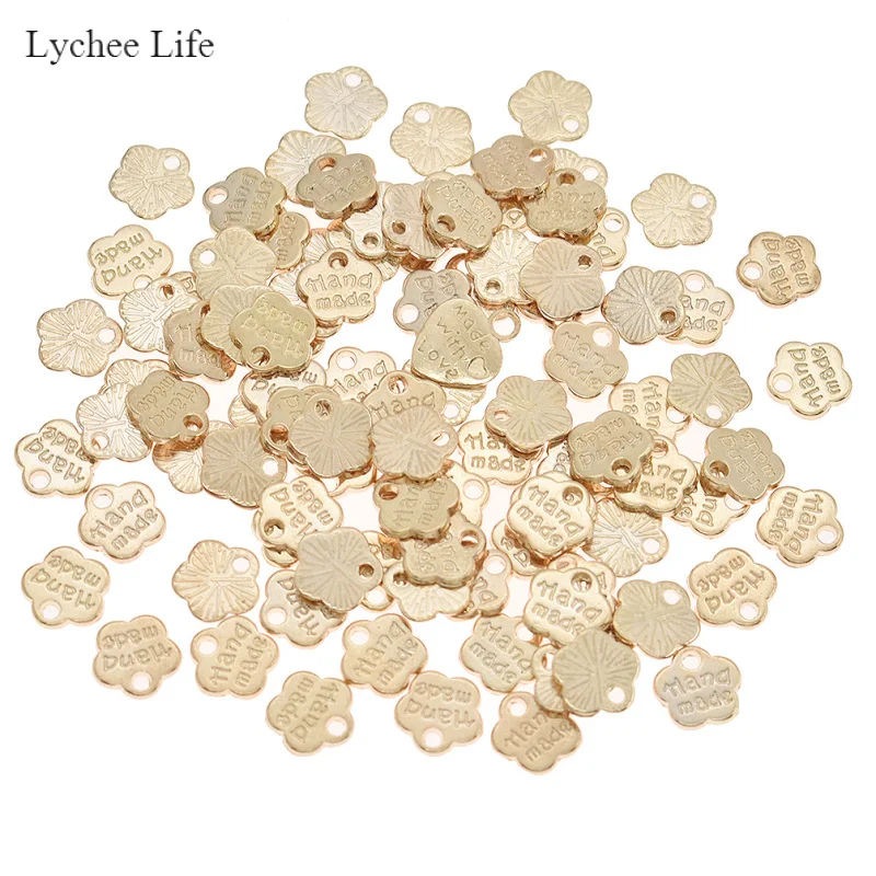 Lychee Life 100 шт. золотые металлические этикетки ручной работы с буквами для сумок для одежды DIY Швейные бирки аксессуары для украшения одежды