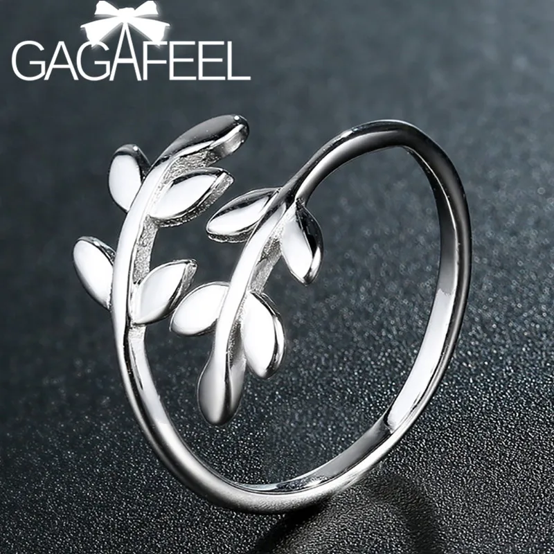 GAGAFEEL 925 пробы серебро оливковых листьев кольца Фирменная Новинка простой кольцо с символом мира для Для женщин девушки темперамент Ювелирный Подарок на юбилей