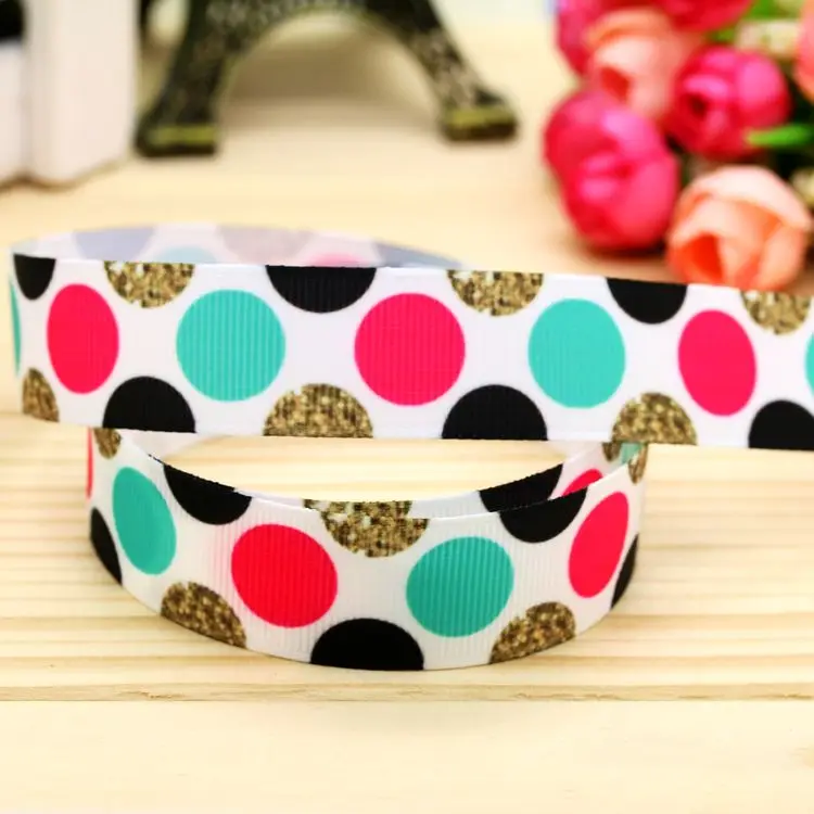 

7/8inch Free Shipping Polka Dots Love Printed Grosgrain Ribbon Hairbow Headwear Party Decoration Diy Wholesale OEM 22mm P5567