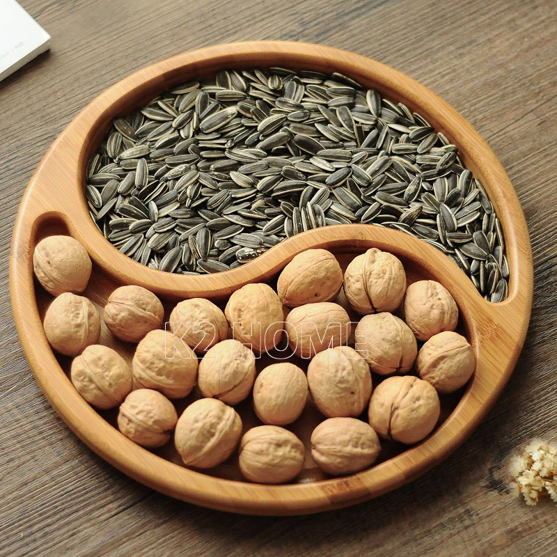 

Bamboo Candy Plate Fruit Nut Bowl Home Decorate Serving Tray Display Sectional Nut Server Snack Fruit Dish Tray Plate Large