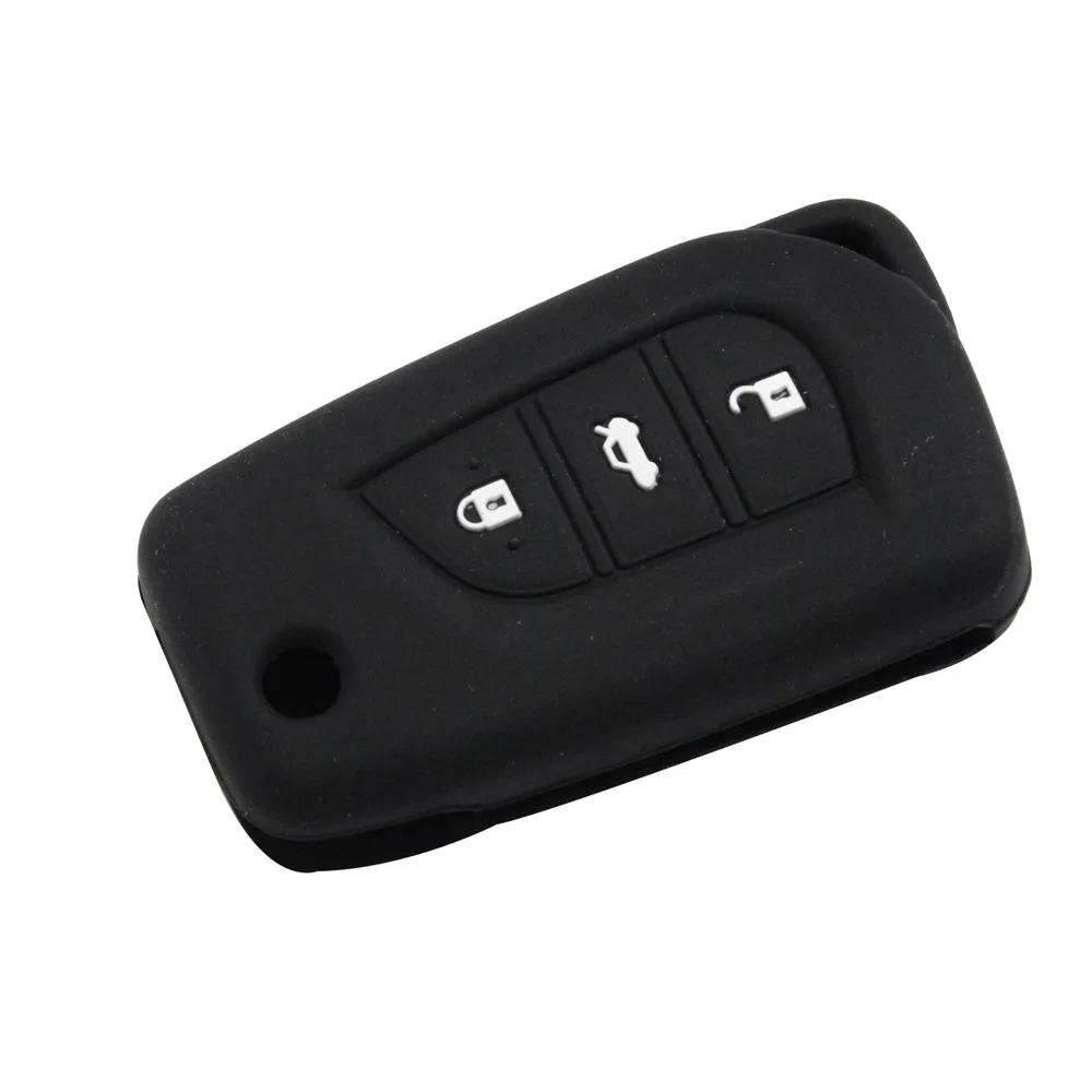 black 15X 3 кнопки дистанционного силикона складной ключ чехол оболочка для Toyota Auris Corolla Avensis Verso Yaris Aygo Scion TC IM - Цвет: black