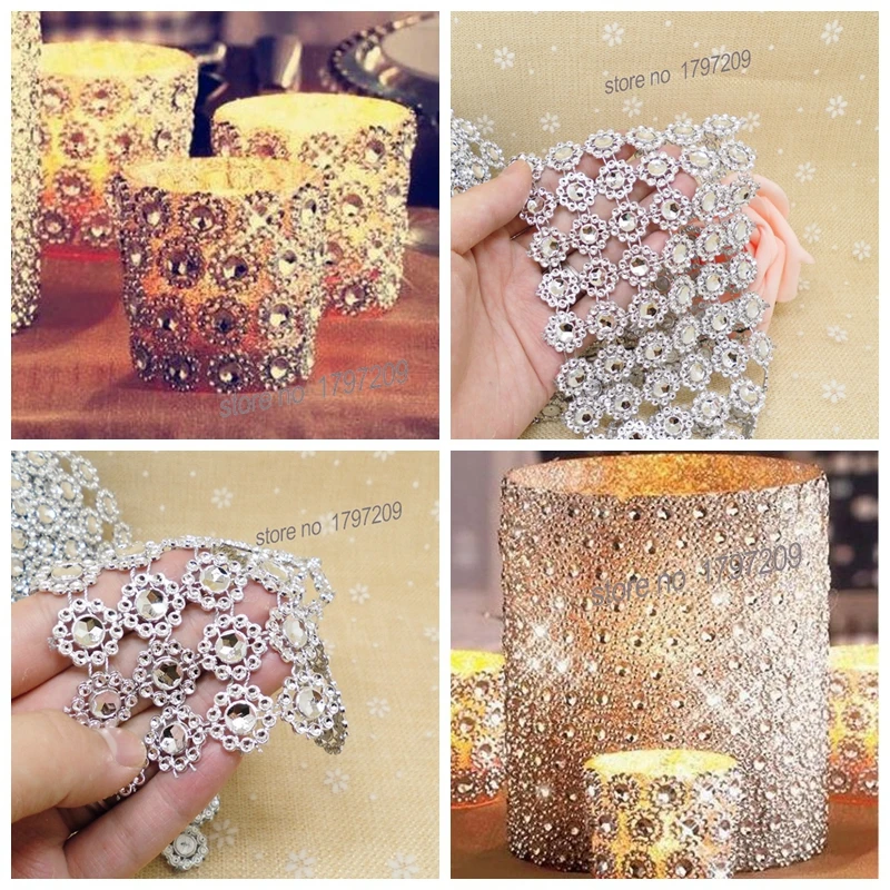 

1 Yards Silver Rhinestone Daisy Flower Diamond Mesh christmas vintage wedding decoration centerpieces rustic wedding decor