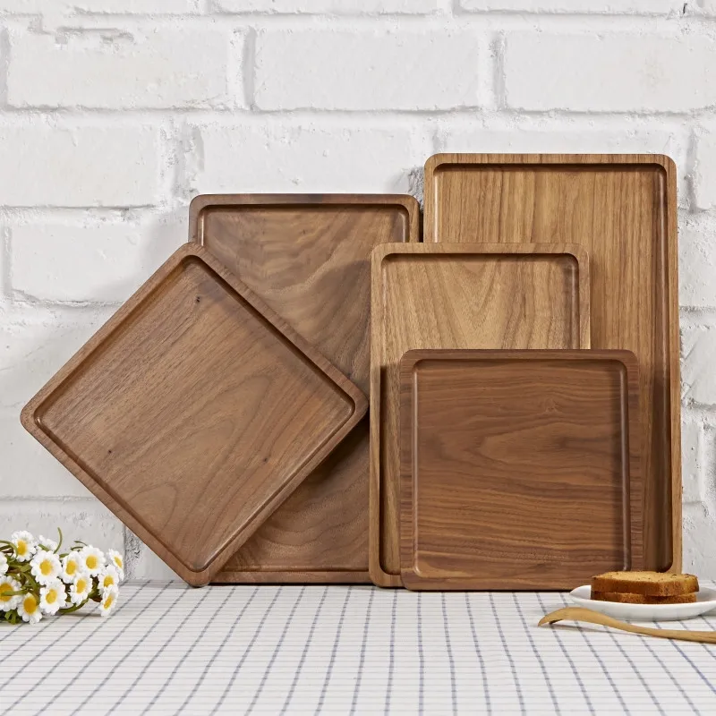 Деревянные поддоны из массива ореха прямоугольная чашка для воды чая кофе