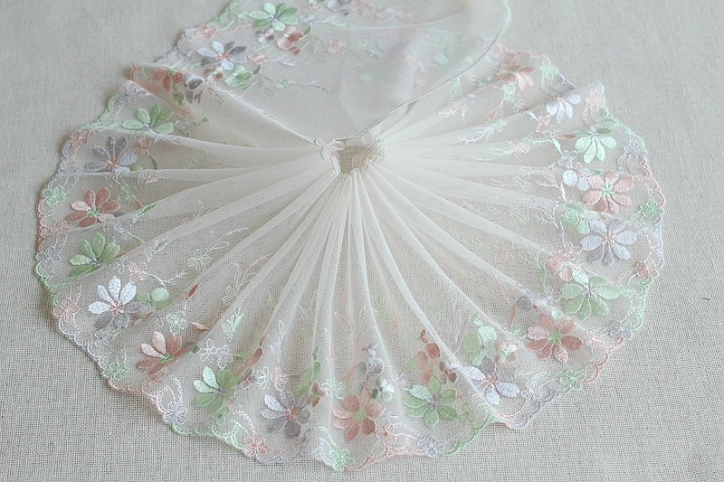 2 ярда зеленая Изысканная кружевная отделка с вышитыми цветами