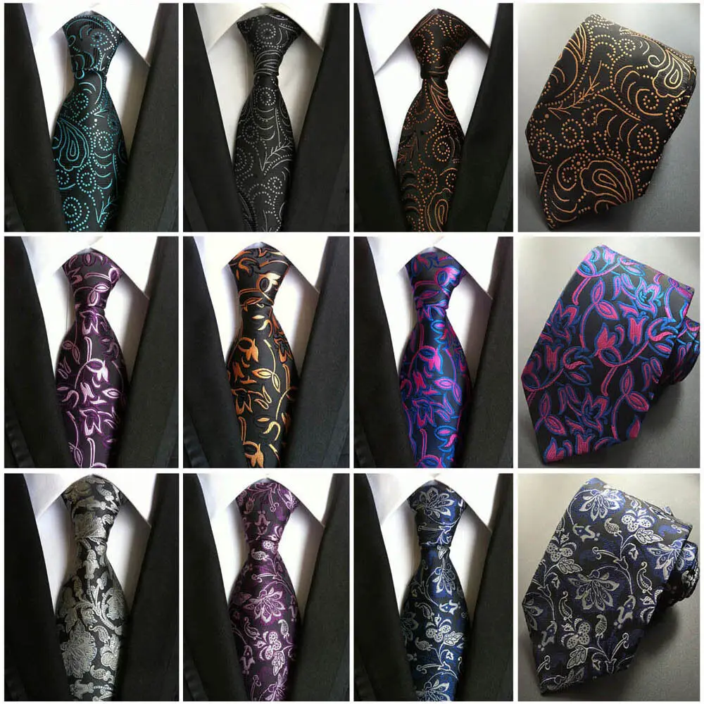 Мужской галстук высокого качества из 100% шелка с цветочным узором жаккардовый