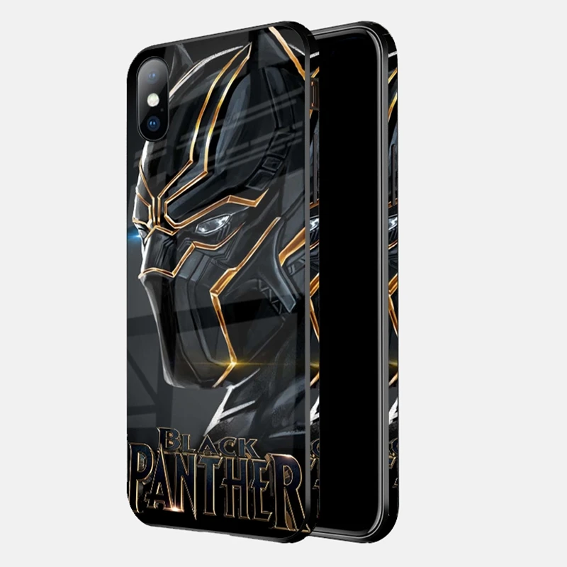 Black panther Чехол для очков для iphone XS MAX XR X 10 6plus Marvel Бэтмен Человек-паук Чехлы для iphone 6 S 6 S plus iphone 7 8 Plus цветной чехол - Цвет: Black panther