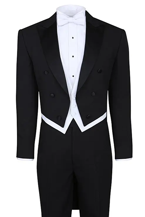 2018 Men's Fashion 3 Piece Black Tuxedo Tails Includes Tailcoat Vest&amp Formal Pants | Мужская одежда