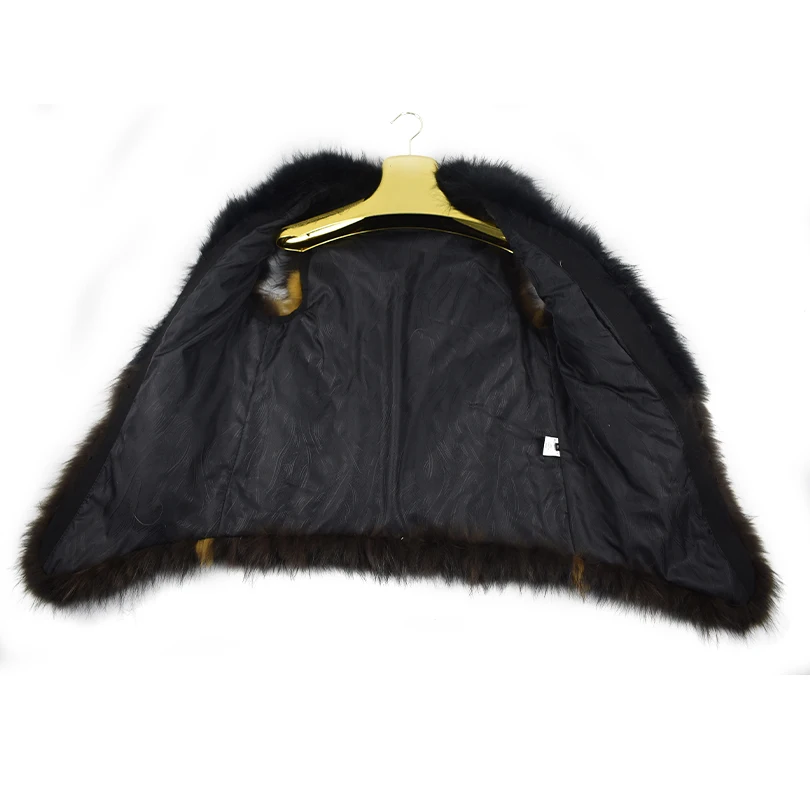 Женский жилет из натурального меха енота модная Толстая теплая куртка меховые